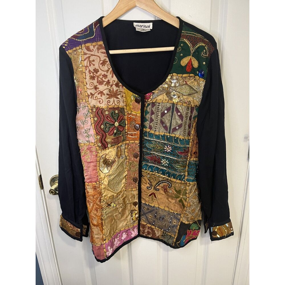 Vintage Marisol Beaded Patchwork Embroidered Tape… - image 1